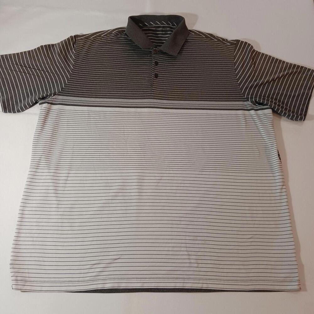 Walter Hagen Men's White & Gray Stripes Polo Shirt Short Sleeve Size 2XL